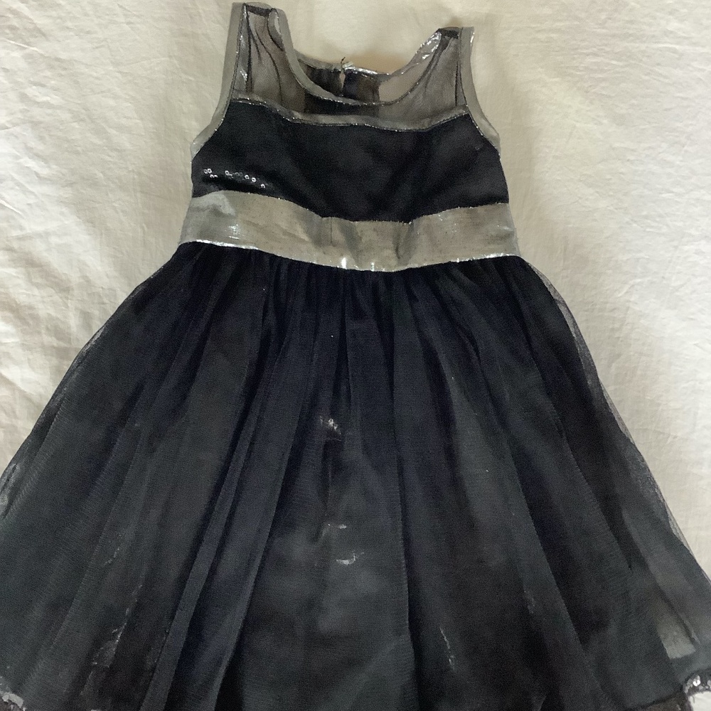 Girls Black and Silver Shimmer Party Dress